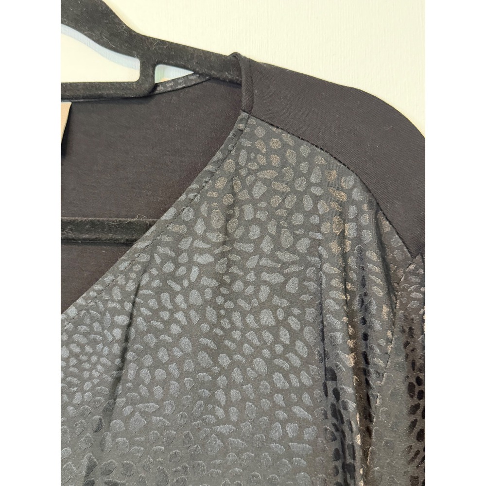 Chico's Black Jacquard Animal Leopard Print Tie Front Blouse Top Size 3 XL - Picture 13 of 14